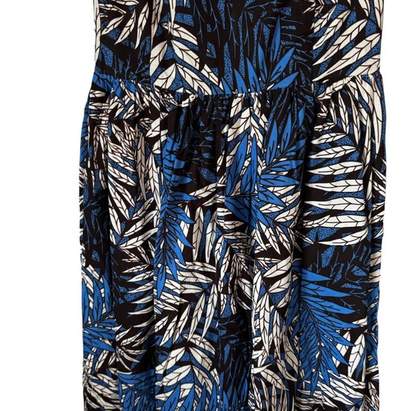 Tropical Palm Print Maxi Dress  African Wax Print Sleeveless V Neck Pockets XS - Picture 7 of 16